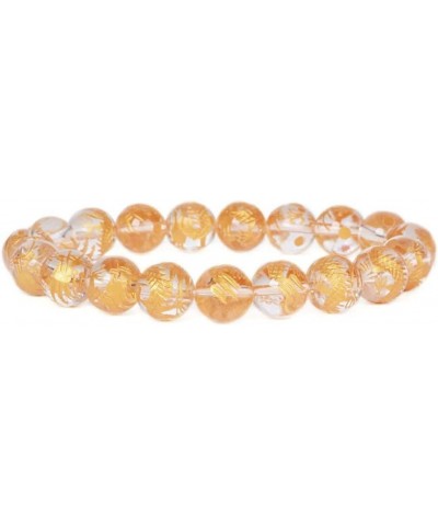 Gem Semi Precious Gemstone 10mm Round Beads Stretch Bracelet 7 Inch Unisex Clear Quartz Gold Dragon $9.66 Bracelets