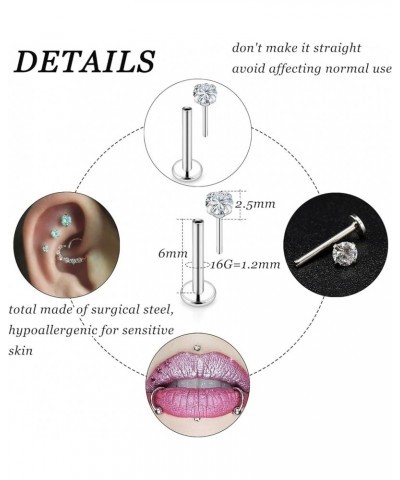 20G 18G 16G Push in Lip Rings Stainless Surgical Steel Labret Jewelry Monroe Lip Rings Nail Cartilage Tragus Helix Earrings S...