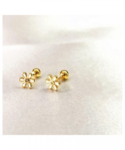 18G Tiny Daisy Flower Cartilage Earrings for Women Girls 925 Sterling Silver 14K Gold Plated Mini Cute CZ Cherry Blossom 3mm ...