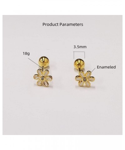 18G Tiny Daisy Flower Cartilage Earrings for Women Girls 925 Sterling Silver 14K Gold Plated Mini Cute CZ Cherry Blossom 3mm ...