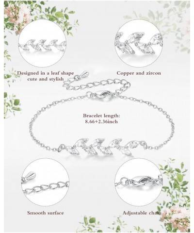 Bridesmaid Proposal Gifts, Bracelet Gifts 6 Pcs Bridesmaids Bracelets Dainty Bracelets with Tiny Cubic Zirconia Leaf Adjustab...