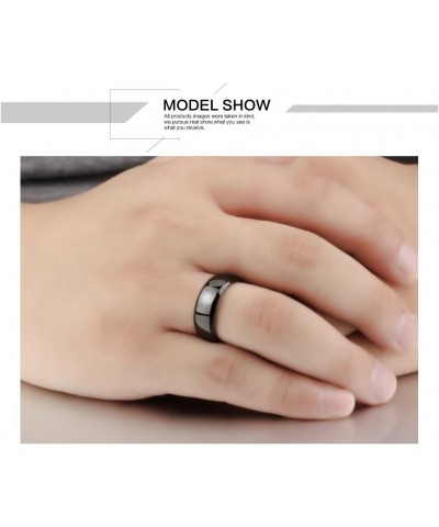 2pcs Stainless Steel Pure Black Matching Couple Wedding Rings Band For Him and Her Promise Jewelry Men Size 9 & Women Size 5 ...