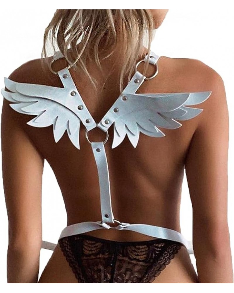 Punk Angel Wing Chest Body Harness Waist Belly Chain Belt Rave Jewelry Accessories Halloween Outfit White $10.00 Body Jewelry