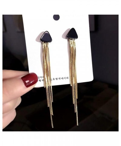 Rhinestone Earrings Dangling Long Fringe Earrings Boho Tassel Chandelier Earrings for Women Girls black $7.07 Earrings