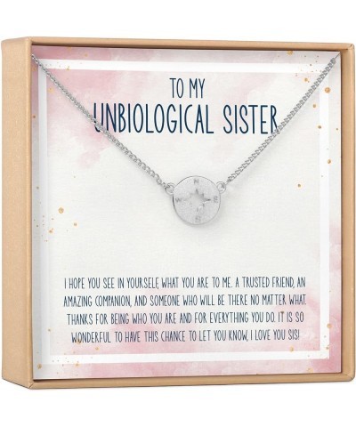 Unbiological Sisters Gift Necklace: Present for Bonus Sister, Soul Sister, Best Friend Compass Silver $25.49 Necklaces