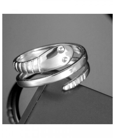 Womens Spiral Snake Ring,Adjust Platinum Plated Sterling Silver Punk Gothic Cocktail Party Wrap Twist Snake Ring for Women Gi...