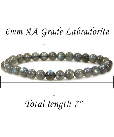 Handmade Gem Semi Precious Gemstone 6mm Round Beads Stretch Bracelet 7" Unisex AA Grade Labradorite $9.71 Bracelets