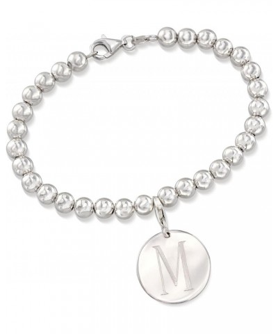 Italian 6mm Sterling Silver Bead Bracelet With Personalized Disc Charm 8-inch (Plain) $48.88 Bracelets