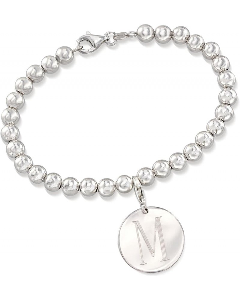 Italian 6mm Sterling Silver Bead Bracelet With Personalized Disc Charm 8-inch (Plain) $48.88 Bracelets