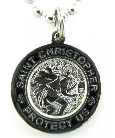 St. Christopher Surf Medal Necklace Pendant, Protector of Travel sv/bk Silver/Black Small $8.78 Necklaces