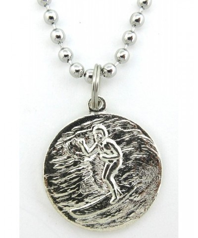 St. Christopher Surf Medal Necklace Pendant, Protector of Travel sv/bk Silver/Black Small $8.78 Necklaces