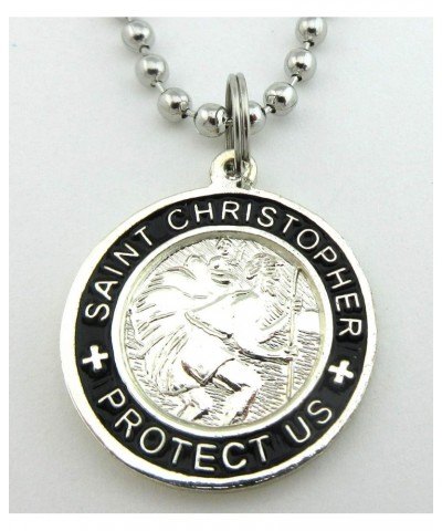 St. Christopher Surf Medal Necklace Pendant, Protector of Travel sv/bk Silver/Black Small $8.78 Necklaces