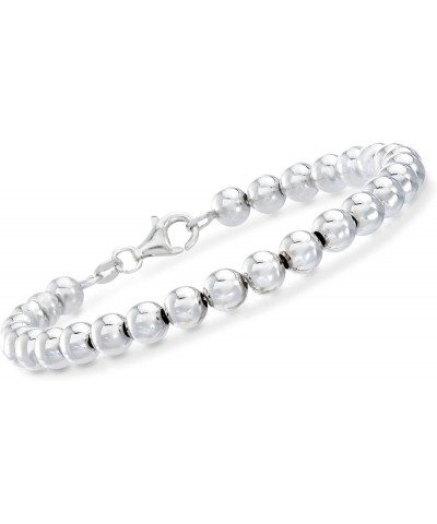 Italian 6mm Sterling Silver Bead Bracelet With Personalized Disc Charm 8-inch (Plain) $48.88 Bracelets