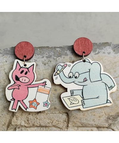 Unique Wooden Acrylic Drop Dangle Earrings Cute Cat Dog Elephant Frog Asymmetric Funny Earrings Lightweight Charm Jewelry Bac...