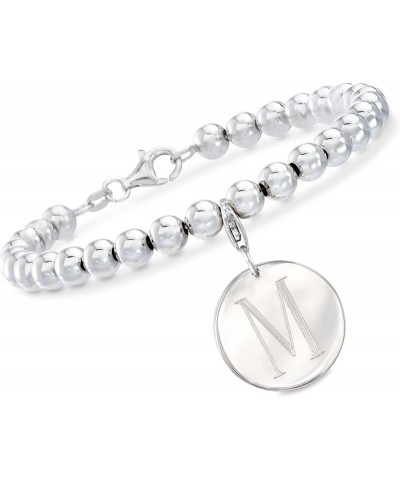 Italian 6mm Sterling Silver Bead Bracelet With Personalized Disc Charm 8-inch (Plain) $48.88 Bracelets