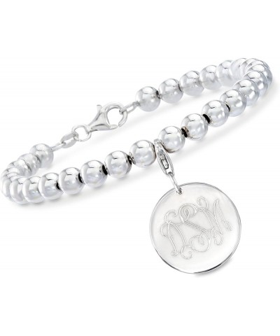 Italian 6mm Sterling Silver Bead Bracelet With Personalized Disc Charm 8-inch (Plain) $48.88 Bracelets