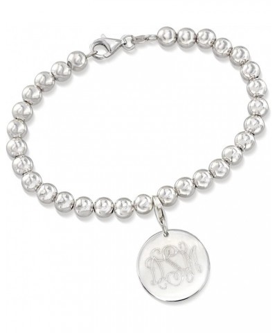 Italian 6mm Sterling Silver Bead Bracelet With Personalized Disc Charm 8-inch (Plain) $48.88 Bracelets