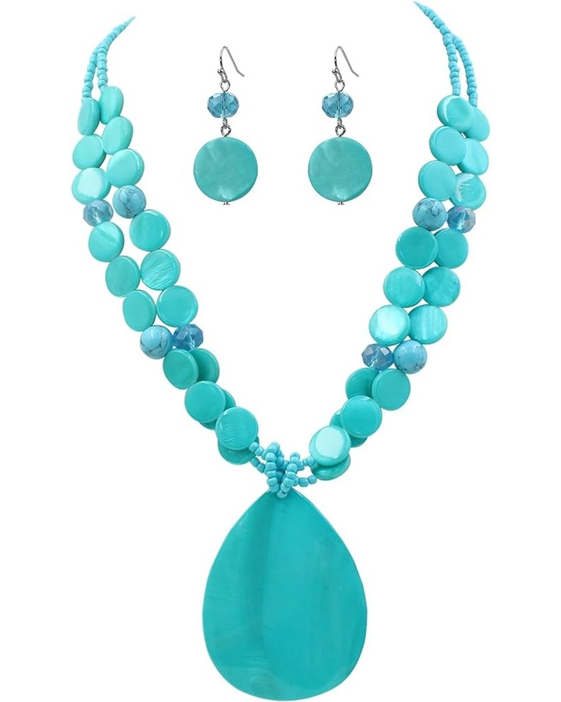 Big Teardrop Pendant Necklaces for Women Colorful Beaded Necklaces Statement Set for Holiday. Turquoise $6.88 Necklaces