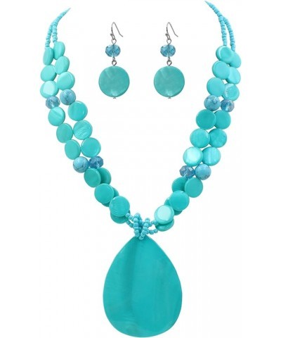 Big Teardrop Pendant Necklaces for Women Colorful Beaded Necklaces Statement Set for Holiday. Turquoise $6.88 Necklaces