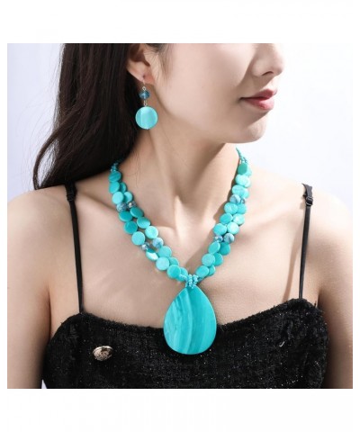 Big Teardrop Pendant Necklaces for Women Colorful Beaded Necklaces Statement Set for Holiday. Turquoise $6.88 Necklaces