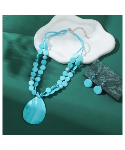 Big Teardrop Pendant Necklaces for Women Colorful Beaded Necklaces Statement Set for Holiday. Turquoise $6.88 Necklaces