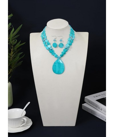 Big Teardrop Pendant Necklaces for Women Colorful Beaded Necklaces Statement Set for Holiday. Turquoise $6.88 Necklaces