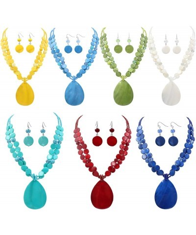 Big Teardrop Pendant Necklaces for Women Colorful Beaded Necklaces Statement Set for Holiday. Turquoise $6.88 Necklaces