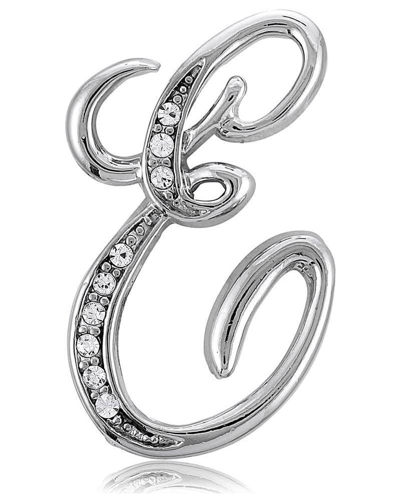 Initial Letter Brooch Pin for Women, Silver-Tone Letter E $10.55 Brooches & Pins