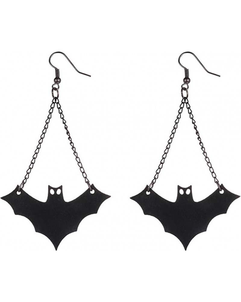 Halloween Black Vampire Bat Earrings for Women, Halloween Earrings, Faux Leather Dangle Earrings for Women Girls, Halloween C...