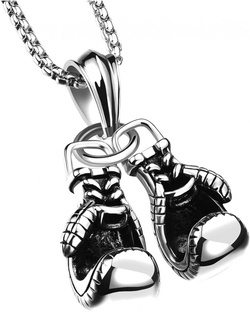 Lady Titanium Steel Mini Boxing Gloves Pendant Necklace for Men Sports Fitness Jewelry (Silver, One Size) Silver One Size $6....