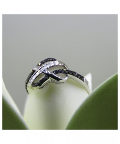 0.20 Carat (ctw) Round Black & Baguette White Diamond Infinity Swirl Engagement Ring for Women in 925 Sterling Silver 7.5 $66...