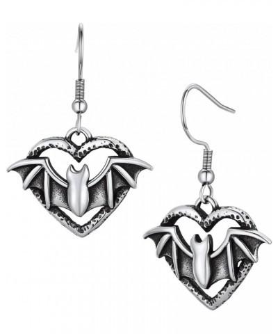 Stainless Steel Halloween Earrings for Women Men Black Cat/Ghost/Bat/Heart Dangle Earrings Antique Finished Silver Studs Cost...