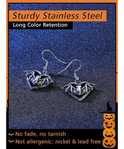 Stainless Steel Halloween Earrings for Women Men Black Cat/Ghost/Bat/Heart Dangle Earrings Antique Finished Silver Studs Cost...