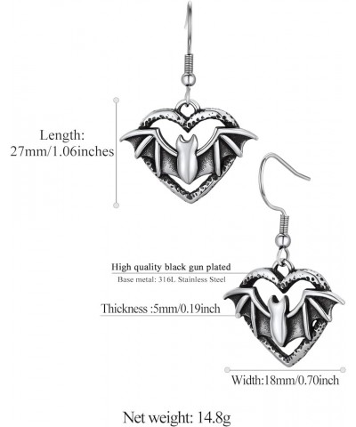 Stainless Steel Halloween Earrings for Women Men Black Cat/Ghost/Bat/Heart Dangle Earrings Antique Finished Silver Studs Cost...