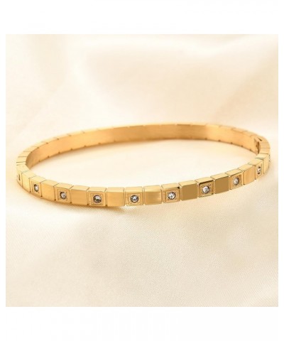 4mm Stainless Steel Cubic Zircon Filled Eternity Style Open Clasp Stacking Bangle Bracelet Gold $7.14 Bracelets