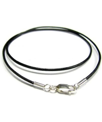 925 Sterling Silver Round Leather Cord 1mm Choker Necklace Black 14 Inches $9.22 Necklaces