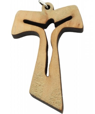 Wooden Tau Crucifix Pendant, Cut-Out Christian Devotional Jewelry, Gift for Friars and Nuns, 2 Inch Cross $8.48 Necklaces