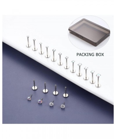 Threadless Pushin Nose Studs 18G 20G Flat Back Lip Rings Stainless Steel Labret Stud Tragus Helix Monroe Medusa Piercing Jewe...