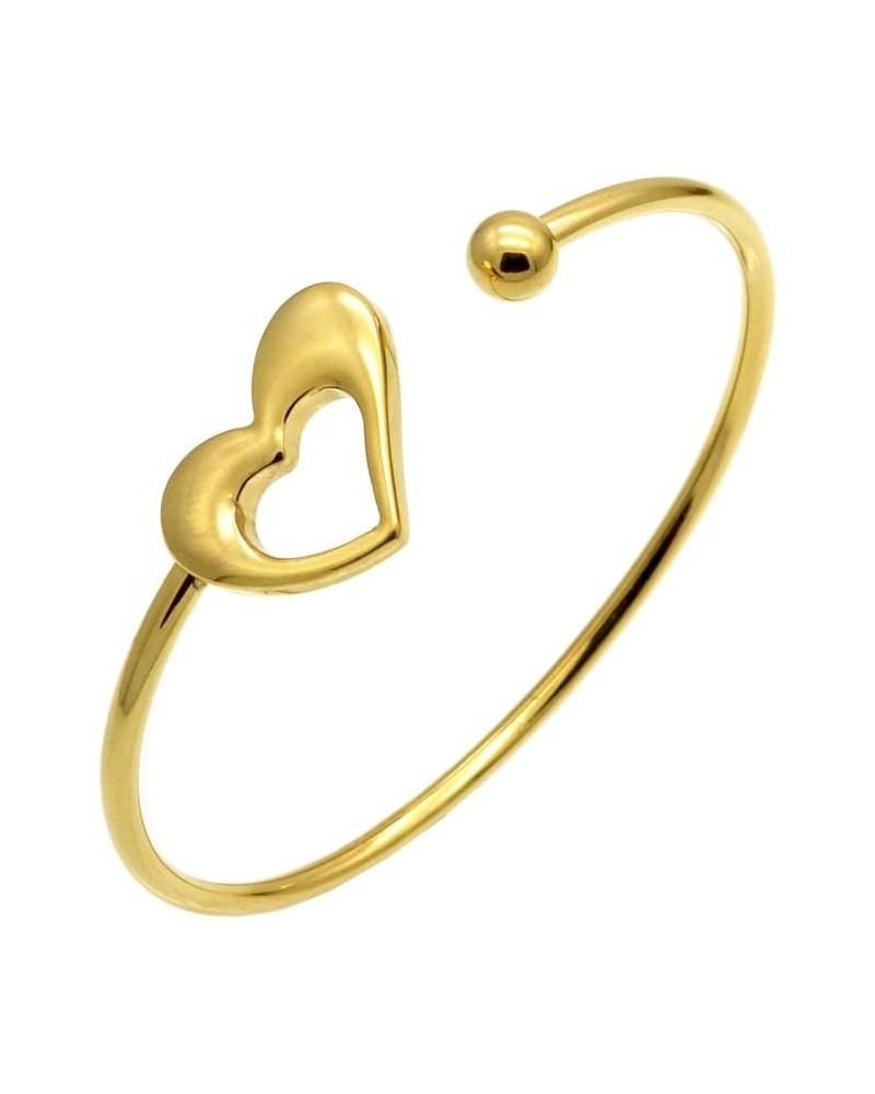 Heart Adjustable Silver Gold Open Cuff Heart Bangle Bracelet Gold2 $10.08 Bracelets