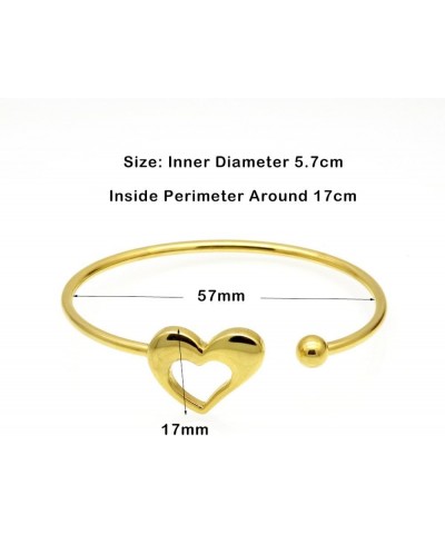 Heart Adjustable Silver Gold Open Cuff Heart Bangle Bracelet Gold2 $10.08 Bracelets