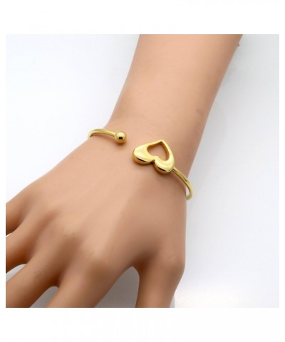 Heart Adjustable Silver Gold Open Cuff Heart Bangle Bracelet Gold2 $10.08 Bracelets