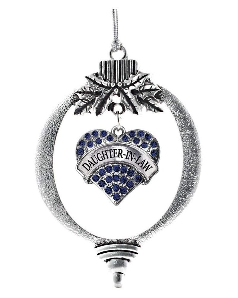 Navy Mom Charm Ornament - Silver Pave Heart Charm Holiday Ornaments with Cubic Zirconia Jewelry Daughter-In-Law $8.75 Bracelets