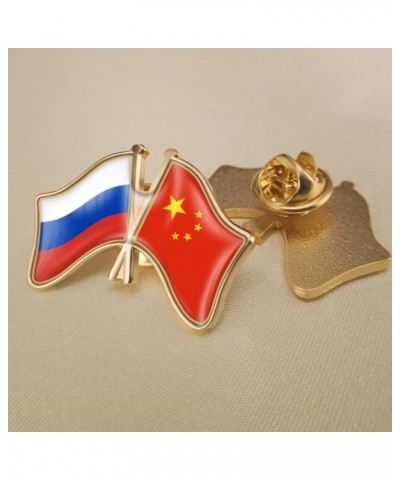 China and Russia Flag Badge Brooch - Double Sided Crossed Friendship Flag Badges Novelty Brooch Jewelry for Women M Buckle B ...