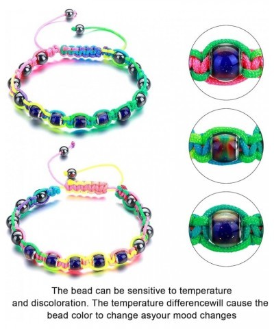 Adjustable Mood Bracelet for Women 2 Pieces Dazzling Shimmer Color Changing Beads Based on Emotions Thermochromic Bead Bracel...