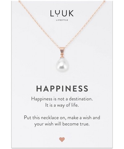 Stainless steel necklace with pendant and HAPPINESS card, 20” adjustable length, lucky charm, friendship chain, Valentine's D...