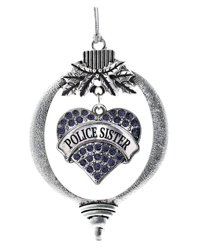 Navy Mom Charm Ornament - Silver Pave Heart Charm Holiday Ornaments with Cubic Zirconia Jewelry Police Sister $8.75 Bracelets