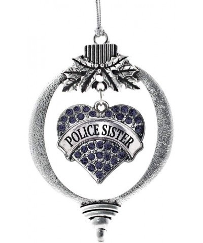 Navy Mom Charm Ornament - Silver Pave Heart Charm Holiday Ornaments with Cubic Zirconia Jewelry Police Sister $8.75 Bracelets