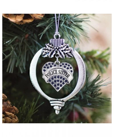 Navy Mom Charm Ornament - Silver Pave Heart Charm Holiday Ornaments with Cubic Zirconia Jewelry Police Sister $8.75 Bracelets