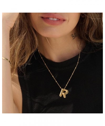 Bubble Letter Necklace Gold for Women Balloon Alphabet Pendant Necklace Gold Balloon Letter Necklace Initial Choker Necklace ...