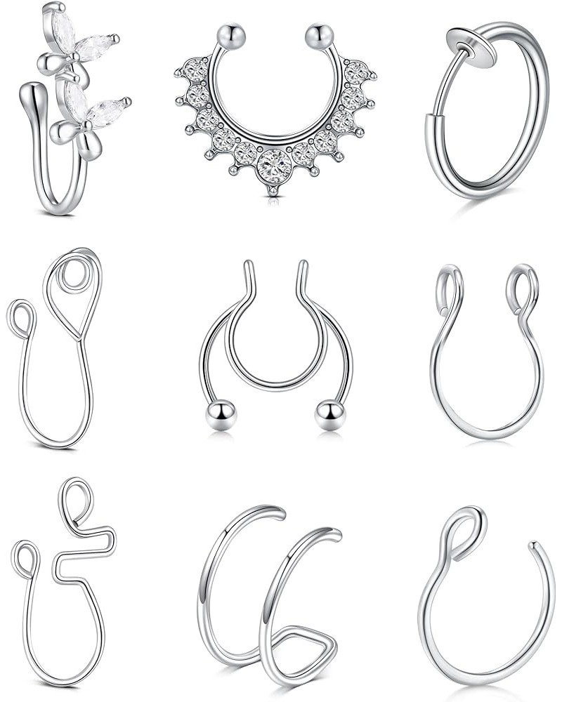 Fake Nose Ring Fake Septum Fake Nose Studs Nose Cuffs Clip On Lip Ear Hoop Non Pierced Jewelry for Women Men 2-6 $10.79 Body ...